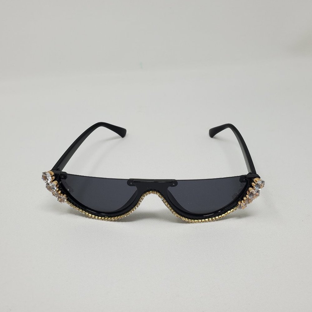 Black Diamond Cat Eye Sunglasses  (Semi-Rimless)